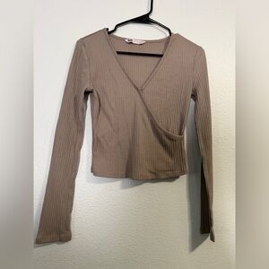 Crop Top so Slim Wrap Sweater Brown